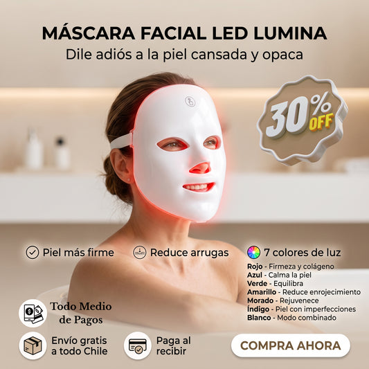 Máscara Facial LED, Lumina 🧖♀️ TU SPA FACIAL ✨