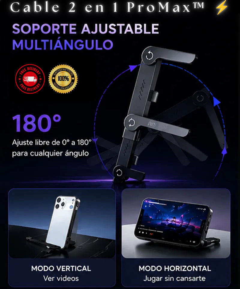 ProMax™ ⚡️ Cable USB-C+Soporte Integrado 🎁 Pack x2 Unidades 🥇