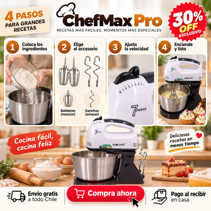 🧑‍🍳 ChefMax Pro -  Batidora de Pedestal 🎁 AFILADOR DE CUCHILLO GRATIS 🎁