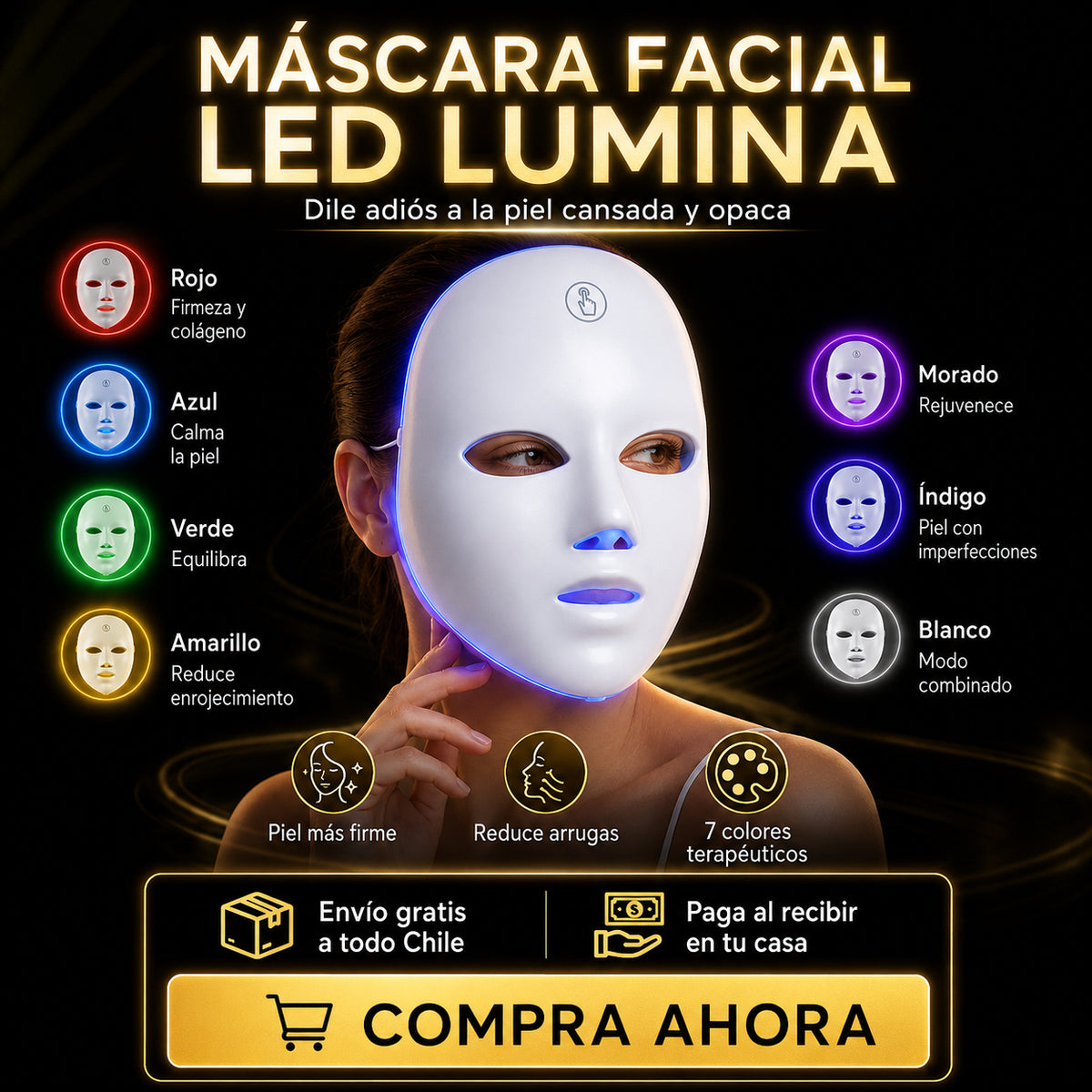 Máscara Facial LED, Lumina 🧖‍♀️ TU SPA FACIAL ✨