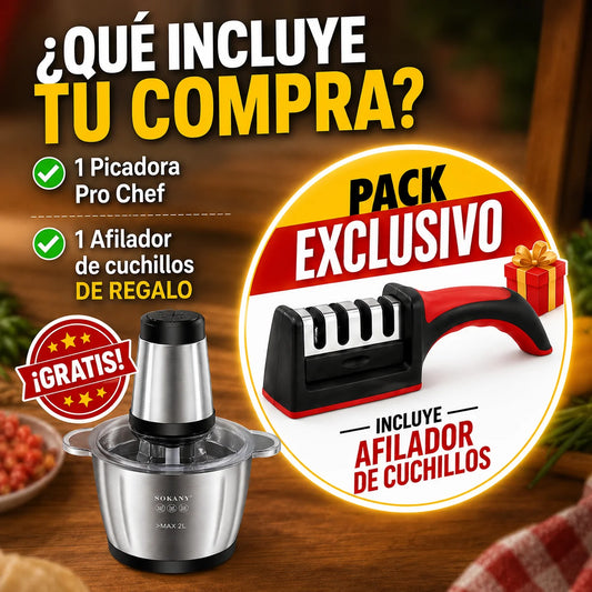ProChef ® – Picadora y Procesador de Alimentos + AFILADOR DE CUCHILLOS GRATIS 🎁