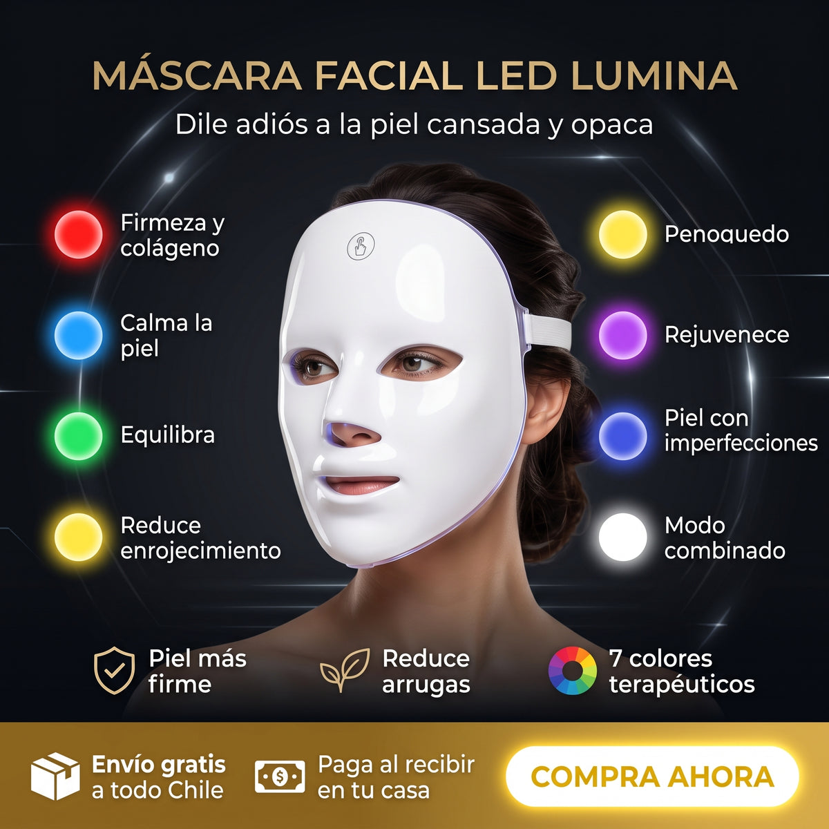 Máscara Facial LED, Lumina 🧖‍♀️ TU SPA FACIAL ✨