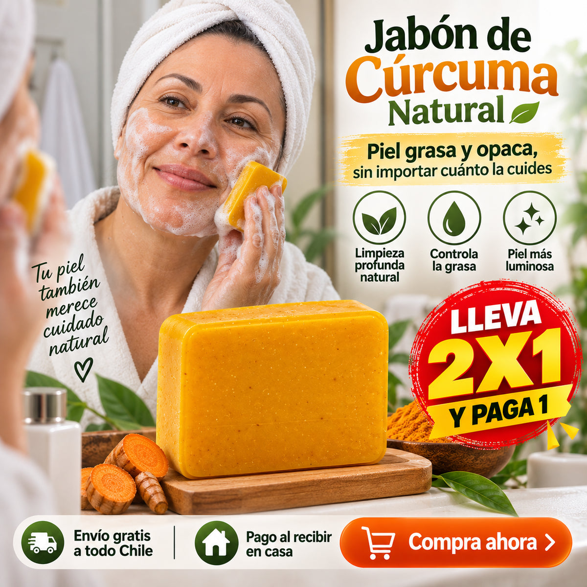 Jabón de Cúrcuma Natural 🧼🫧 Tú piel más suave 🥰 LLEVA 2 PAGA 1 🎁