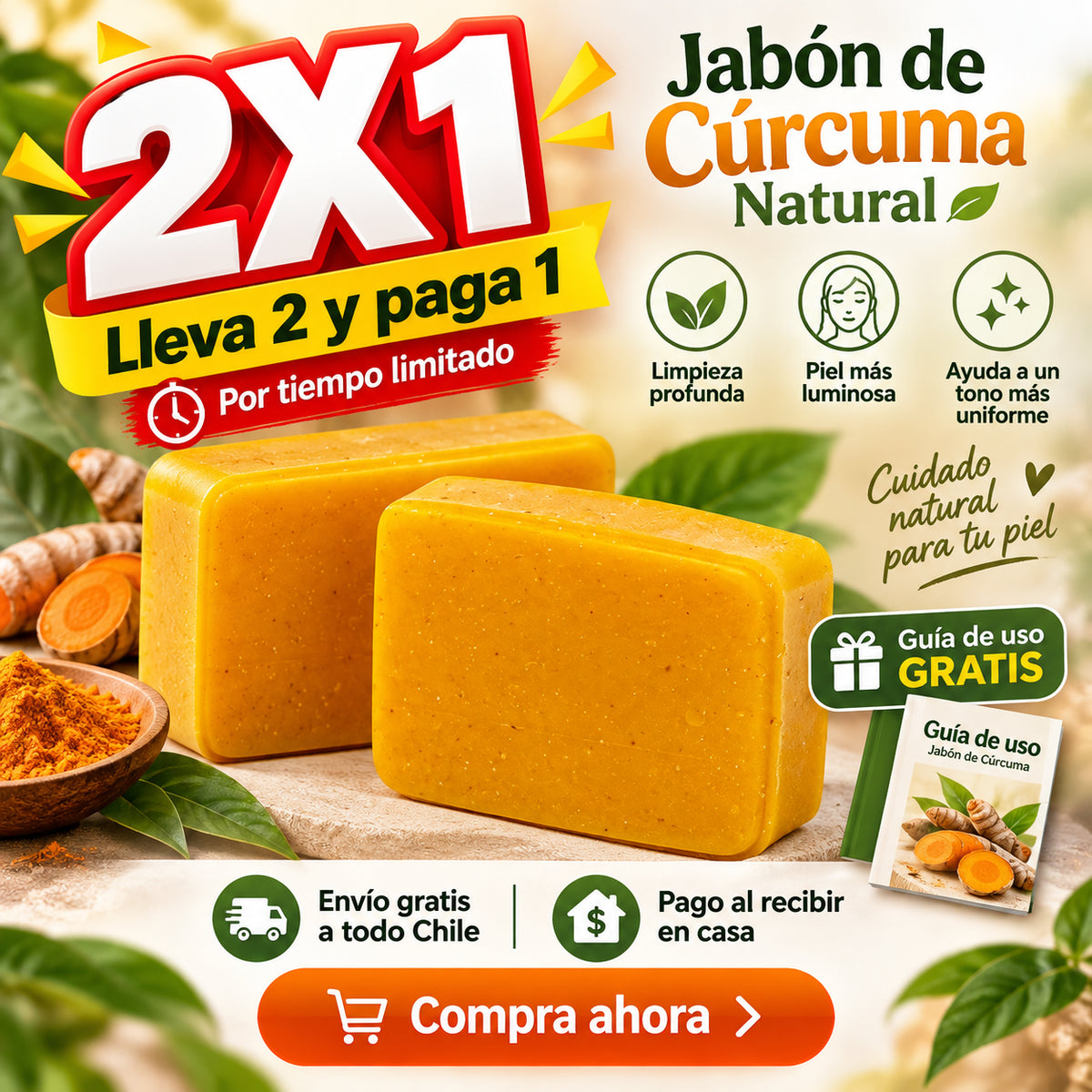 Jabón de Cúrcuma Natural 🧼🫧 Tú piel más suave 🥰 LLEVA 2 PAGA 1 🎁