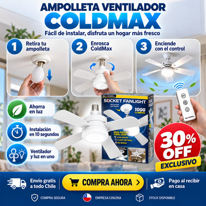 ColdMax 🌬️ Ampolleta (e27) + Ventilador ☀️ Preparate para el Calor 🥵