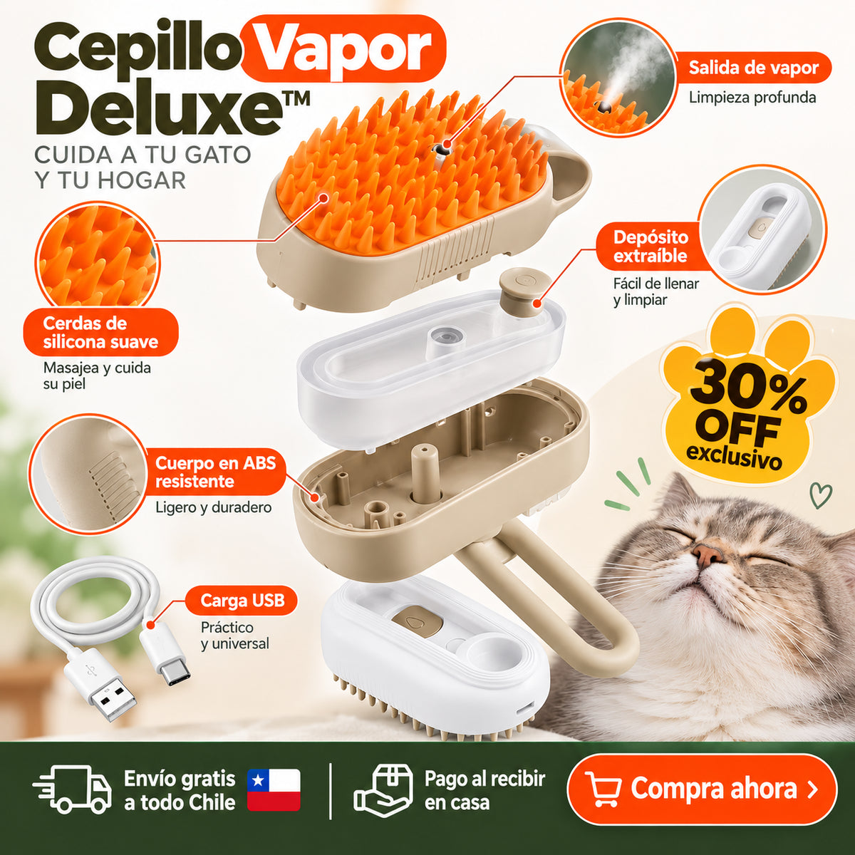 Cepillo Vapor Deluxe™ 🐈