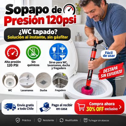 Sopapo de Presión 120psi 🪠Sirve para Baños 🚽 Ducha 🛁 Lavaplatos 🚰