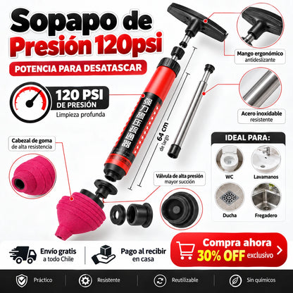 Sopapo de Presión 120psi 🪠Sirve para Baños 🚽 Ducha 🛁 Lavaplatos 🚰