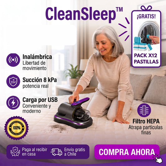 Aspiradora CleanSleep™ + 12 Pastillas Limpia Lavadora