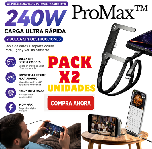 ProMax™ ⚡️ Cable USB-C+Soporte Integrado 🎁 Pack x2 Unidades 🥇